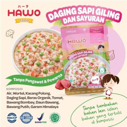 Hawo Food Bubur Siap Saji Daging sapi 120grm